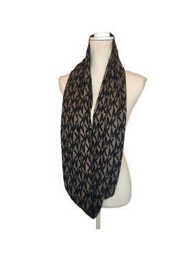Michael Kors MK Signature Logo Infinity Scarf - Charcoal & Black Knit